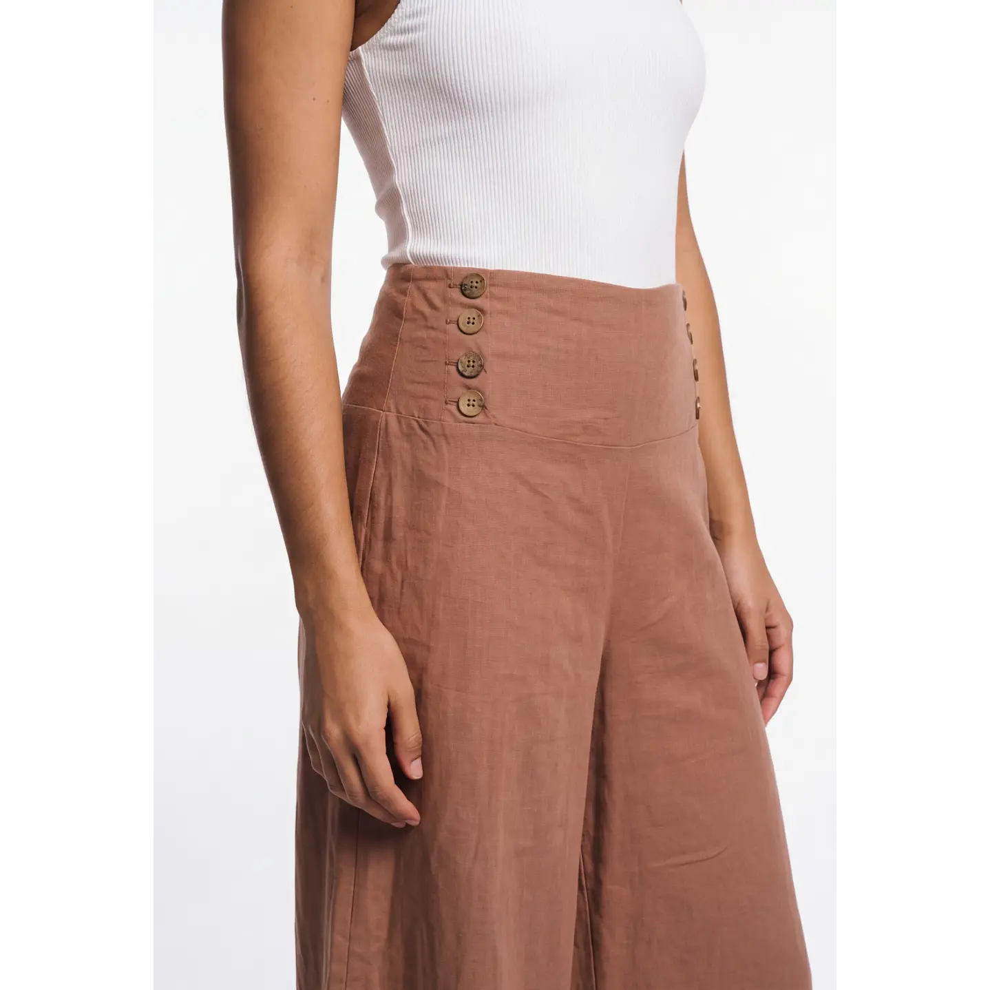Pantalón Palazzo Liso Mujer Ladrillo 4