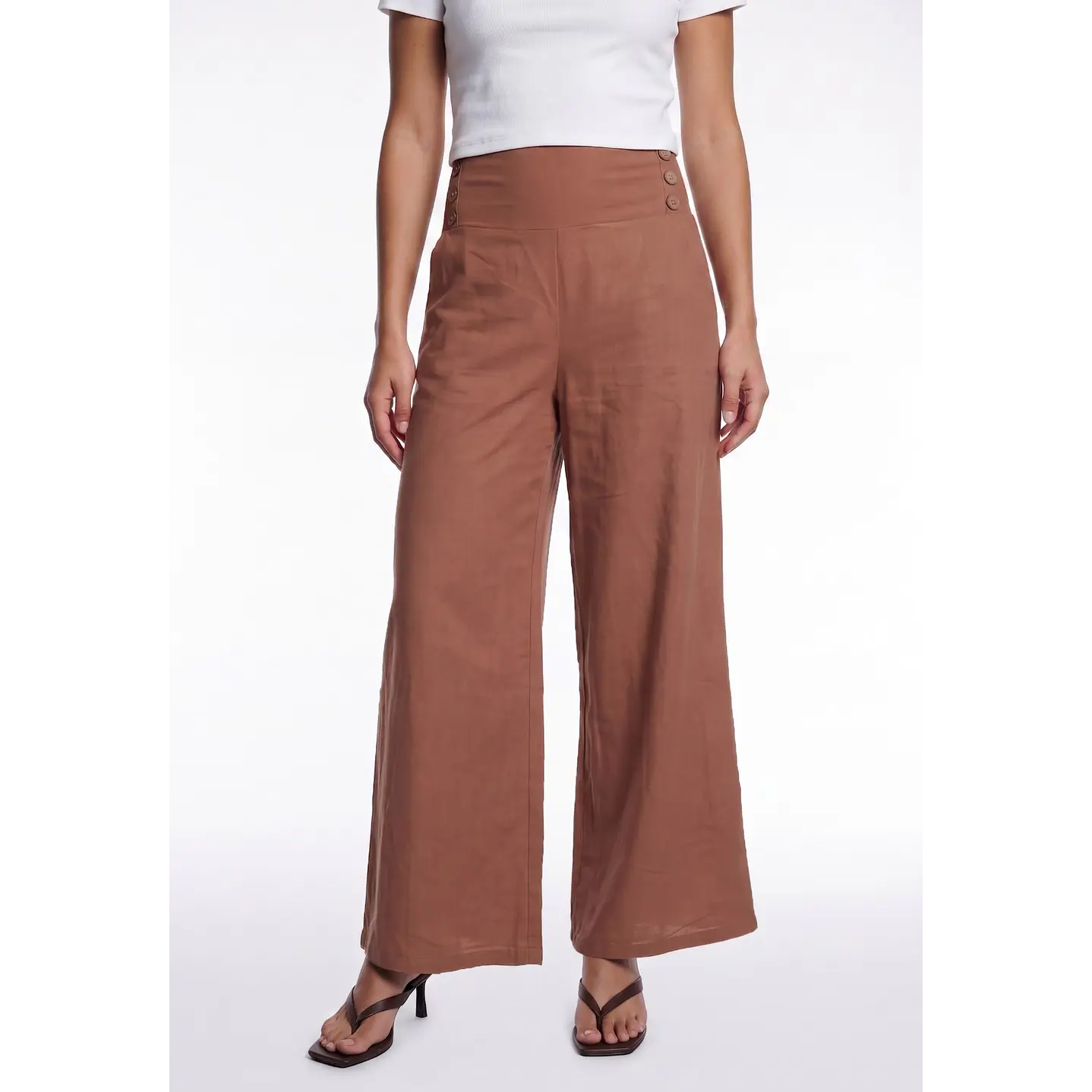 Pantalón Palazzo Liso Mujer Ladrillo 1