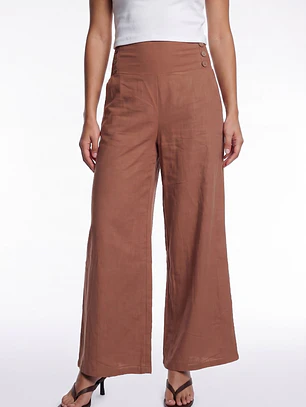 Pantalón Palazzo Liso Mujer Ladrillo