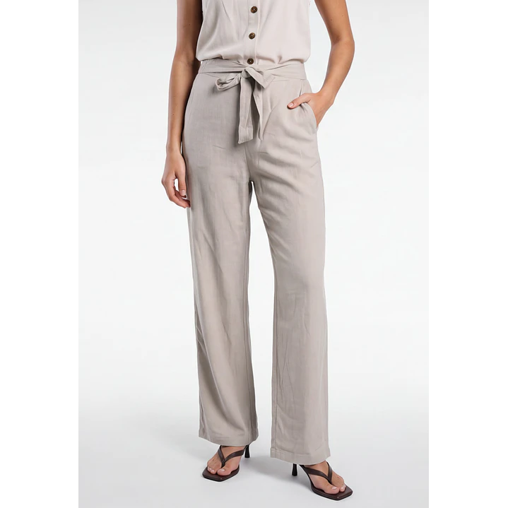 Pantalón Palazzo Liso Mujer Beige 1