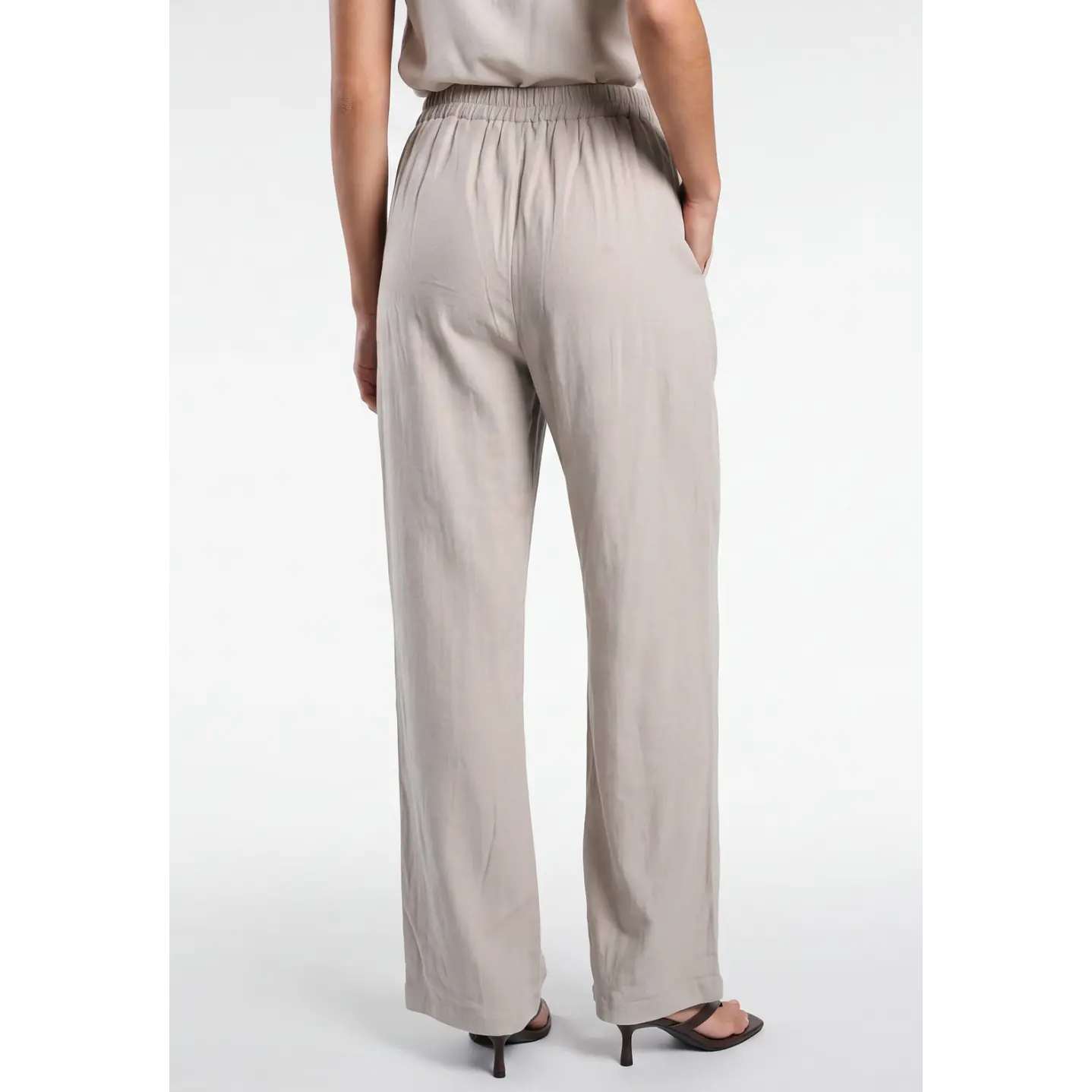 Pantalón Palazzo Liso Mujer Beige 2