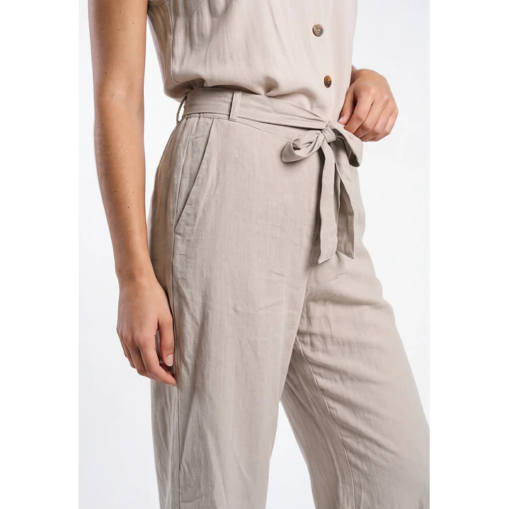 Pantalón Palazzo Liso Mujer Beige 4