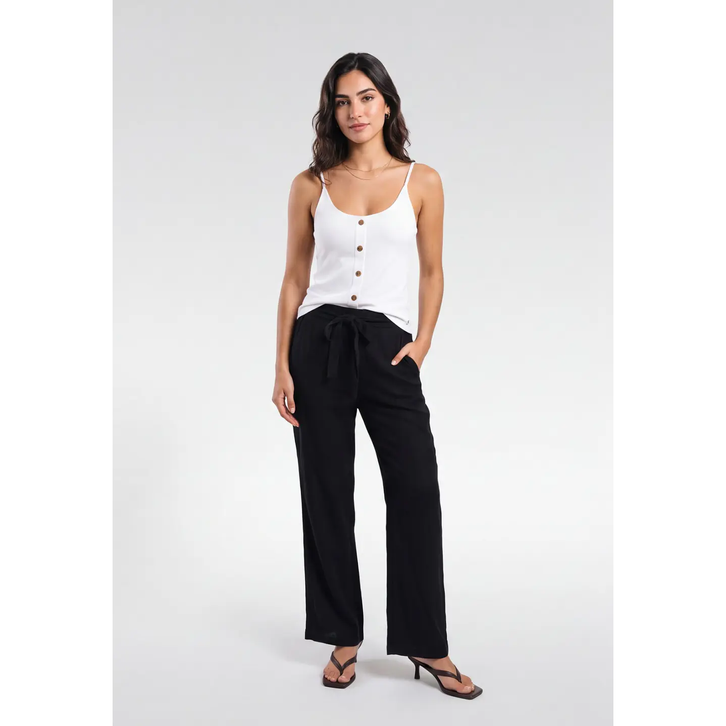 Pantalón Palazzo Liso Mujer Negro 3