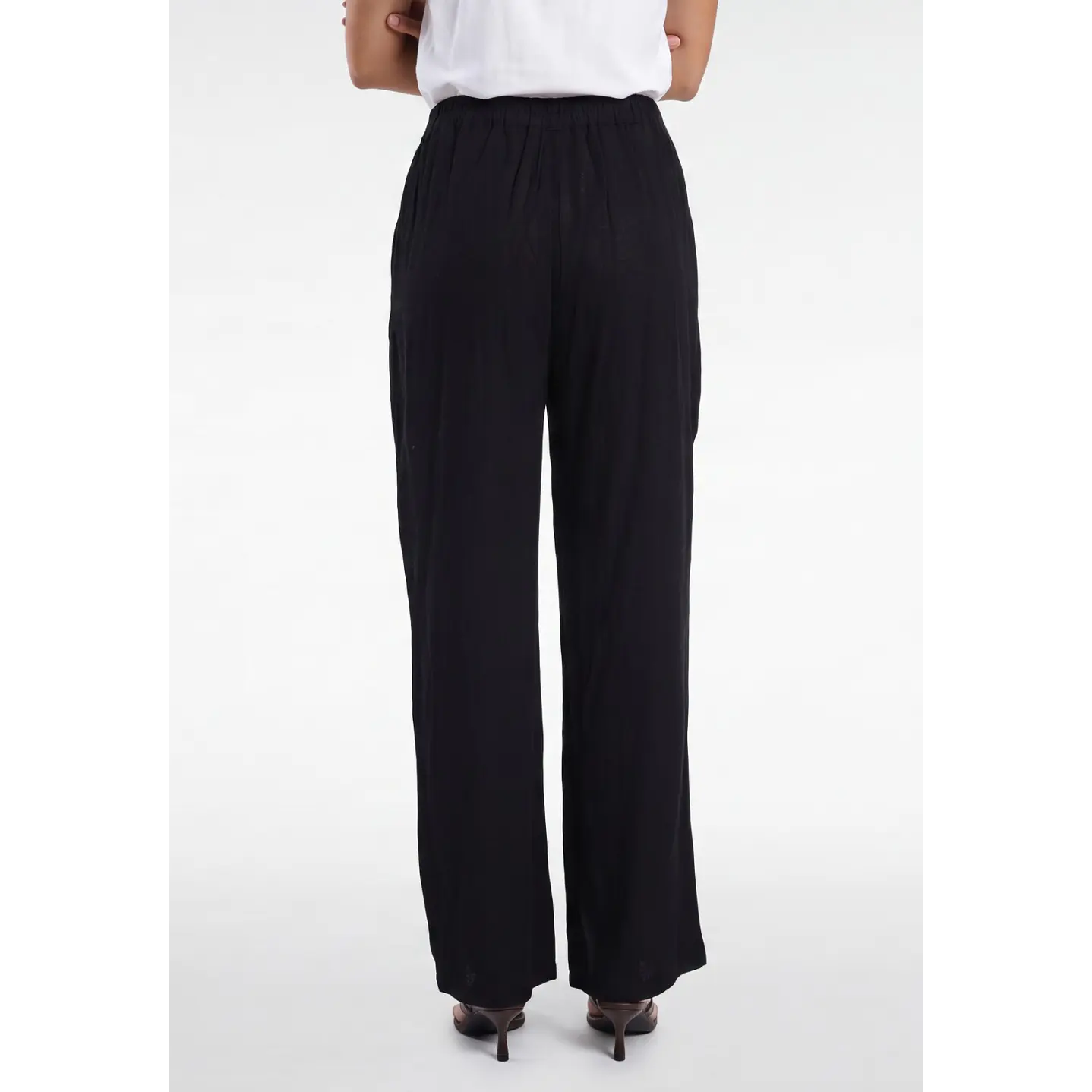 Pantalón Palazzo Liso Mujer Negro 2