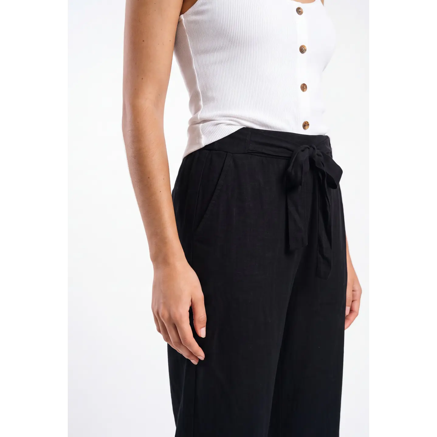 Pantalón Palazzo Liso Mujer Negro 4
