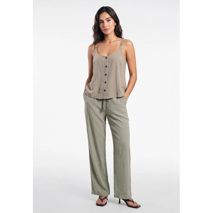 Pantalón Palazzo Liso Mujer Verde 3