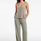 Pantalón Palazzo Liso Mujer Verde - Miniatura 3