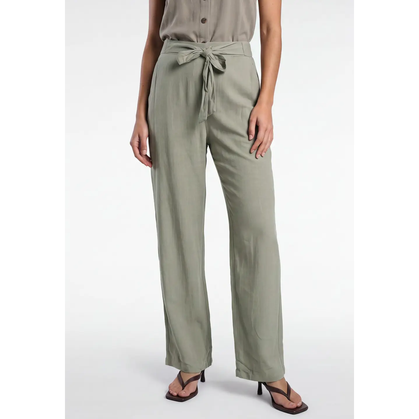 Pantalón Palazzo Liso Mujer Verde 1