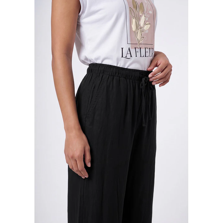 Pantalón Lino Pijamero Mujer Negro 4