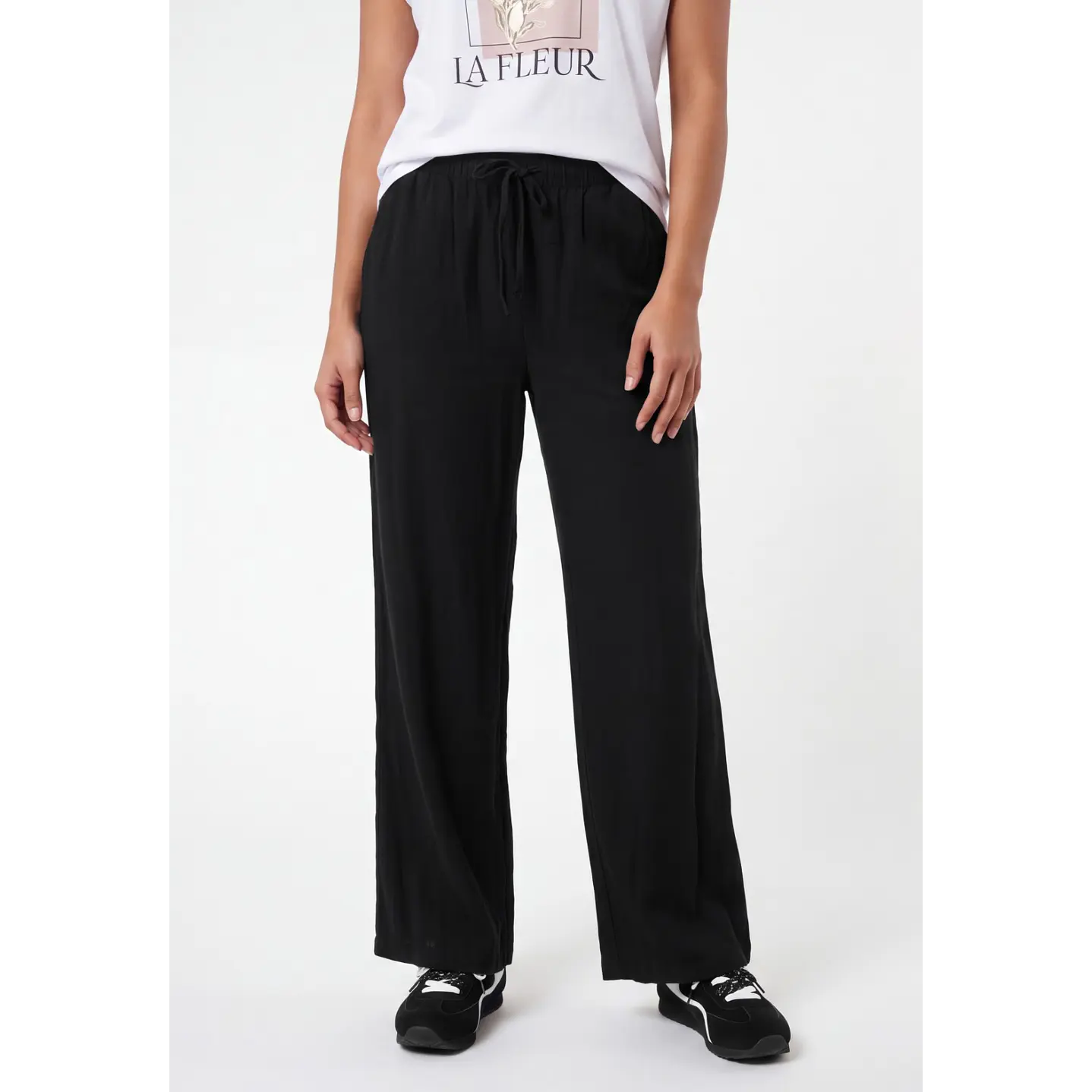 Pantalón Lino Pijamero Mujer Negro 1