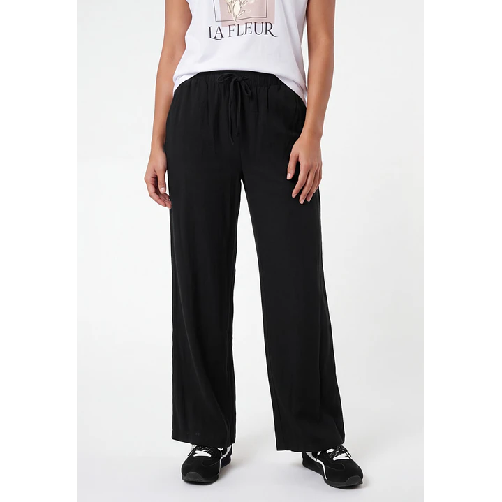 Pantalón Lino Pijamero Mujer Negro 1