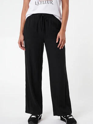 Pantalón Lino Pijamero Mujer Negro