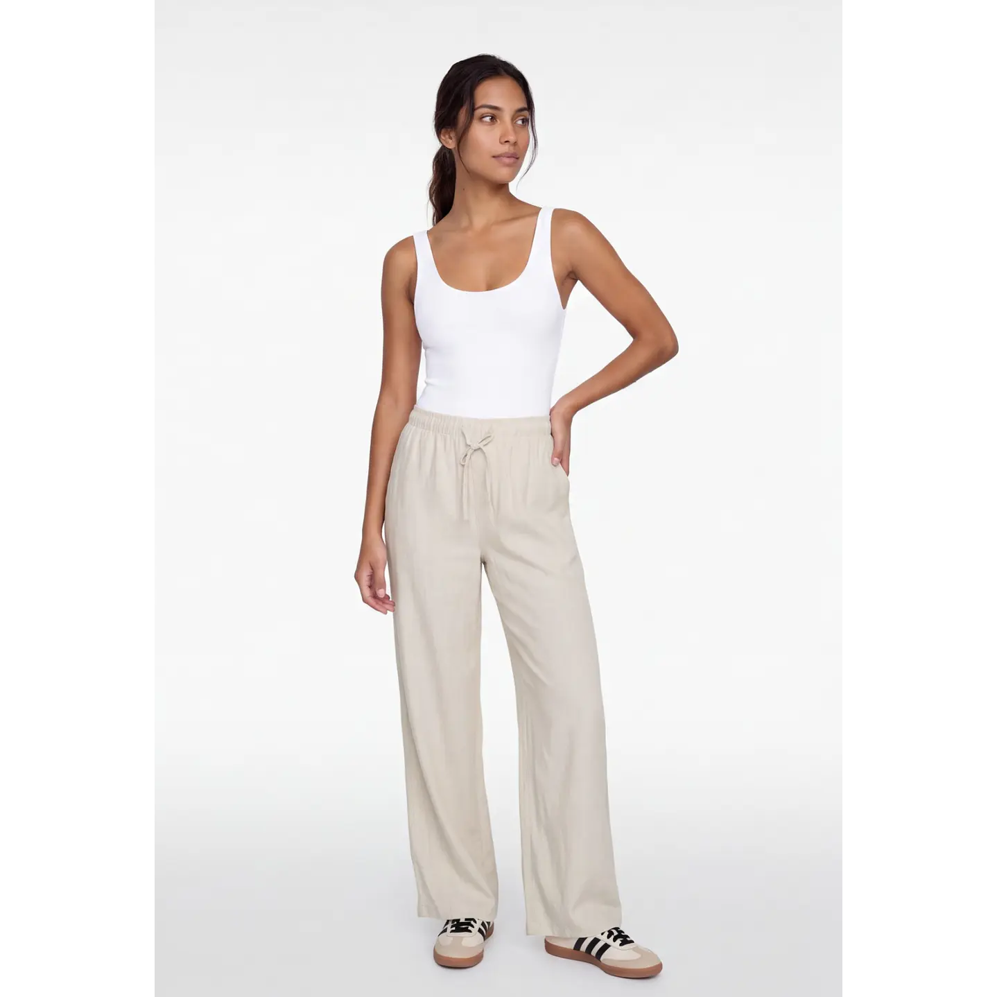 Pantalón Lino Pijamero Mujer Crudo 3