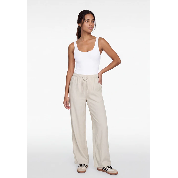 Pantalón Lino Pijamero Mujer Crudo 3