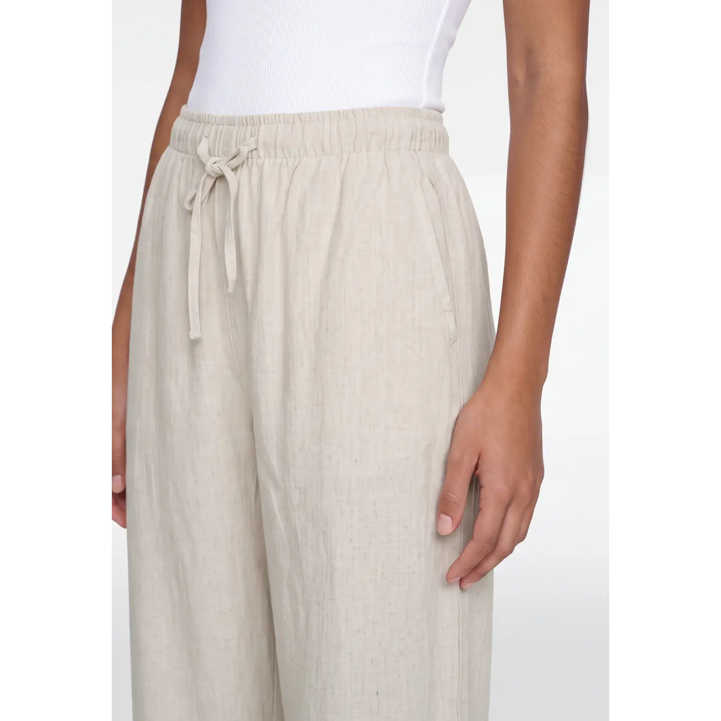 Pantalón Lino Pijamero Mujer Crudo 4