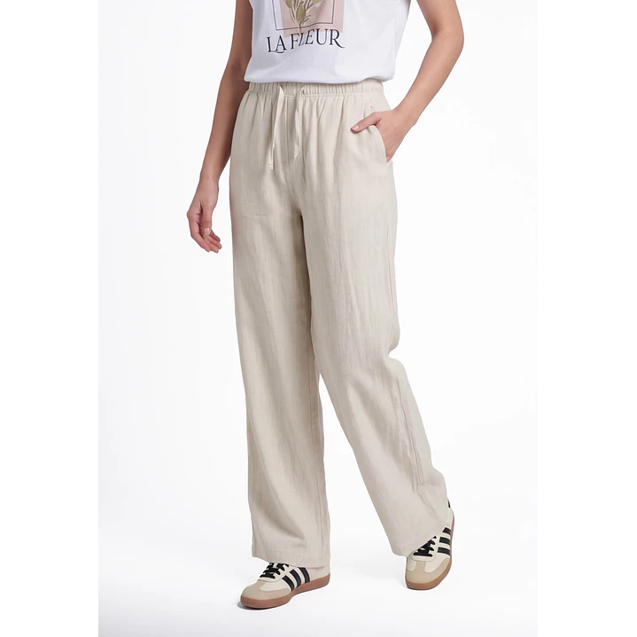 Pantalón Lino Pijamero Mujer Crudo 1