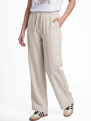 Pantalón Lino Pijamero Mujer Crudo