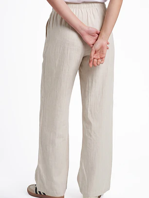 Pantalón Lino Pijamero Mujer Crudo