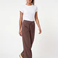 Pantalón Lino Pijamero Mujer Café - Miniatura 3