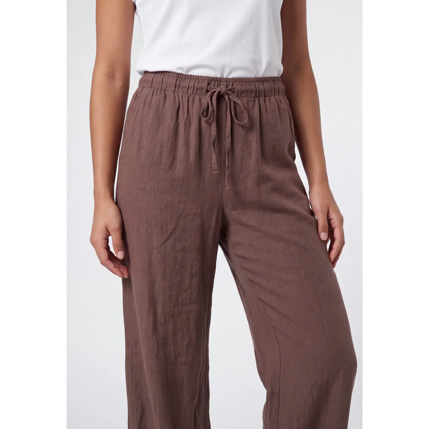 Pantalón Lino Pijamero Mujer Café 4