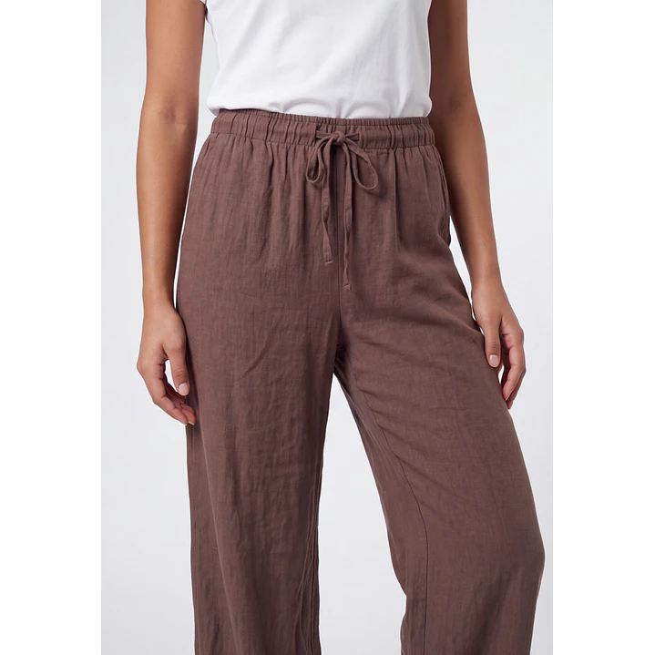 Pantalón Lino Pijamero Mujer Café 4
