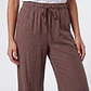 Pantalón Lino Pijamero Mujer Café - Miniatura 4