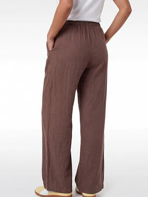 Pantalón Lino Pijamero Mujer Café