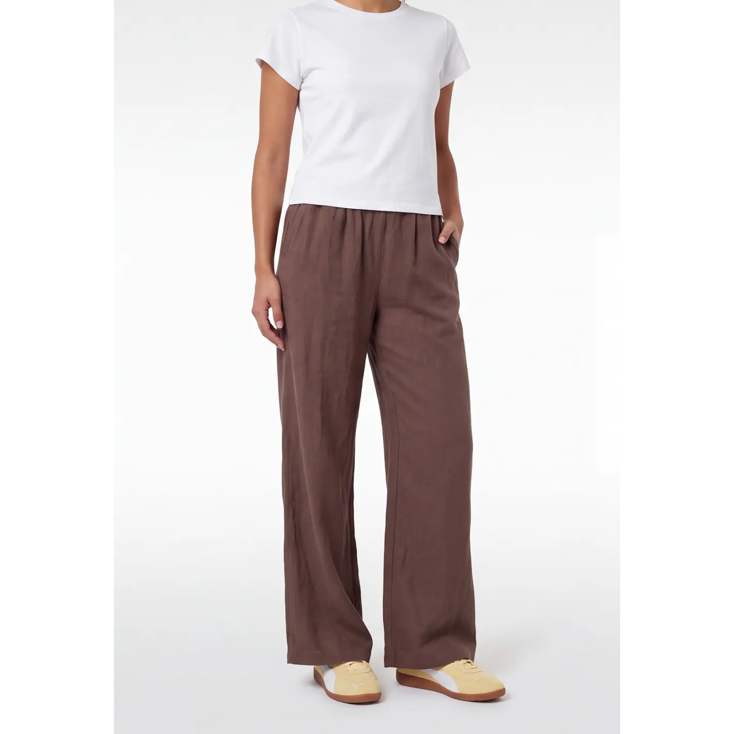 Pantalón Lino Pijamero Mujer Café 1
