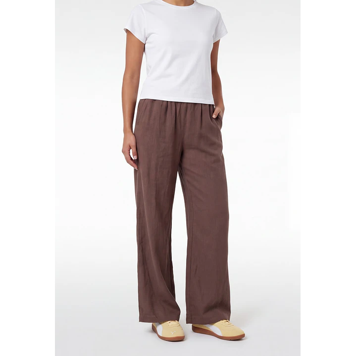 Pantalón Lino Pijamero Mujer Café 1
