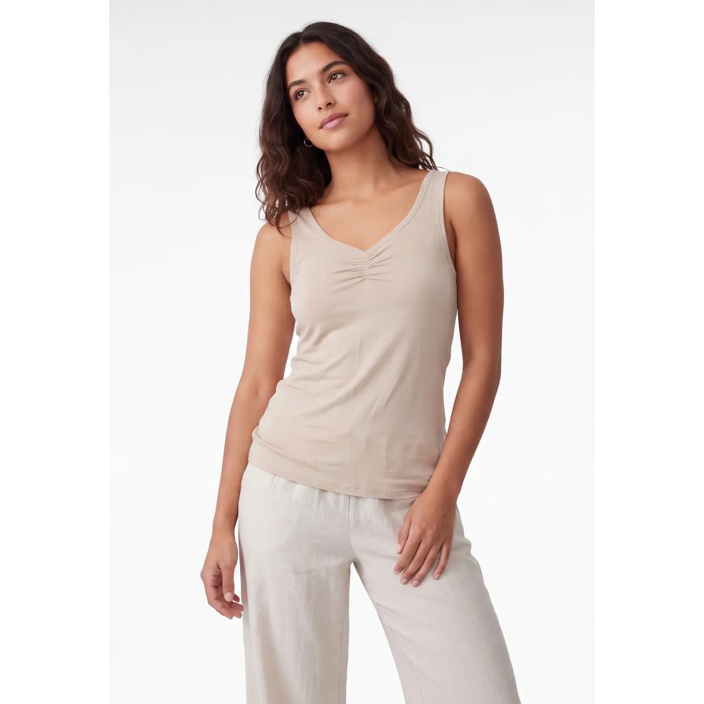 Peto Recortada Mujer Beige 1