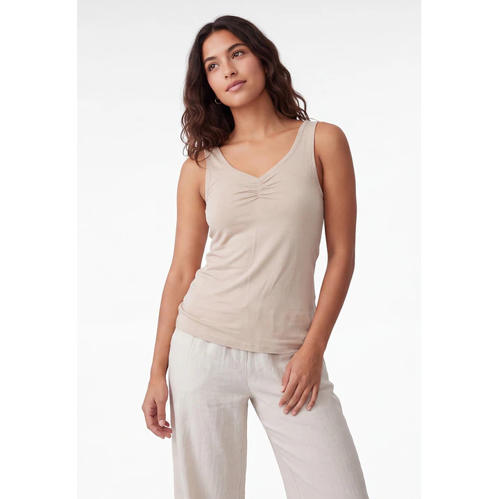 Peto Recortada Mujer Beige 1