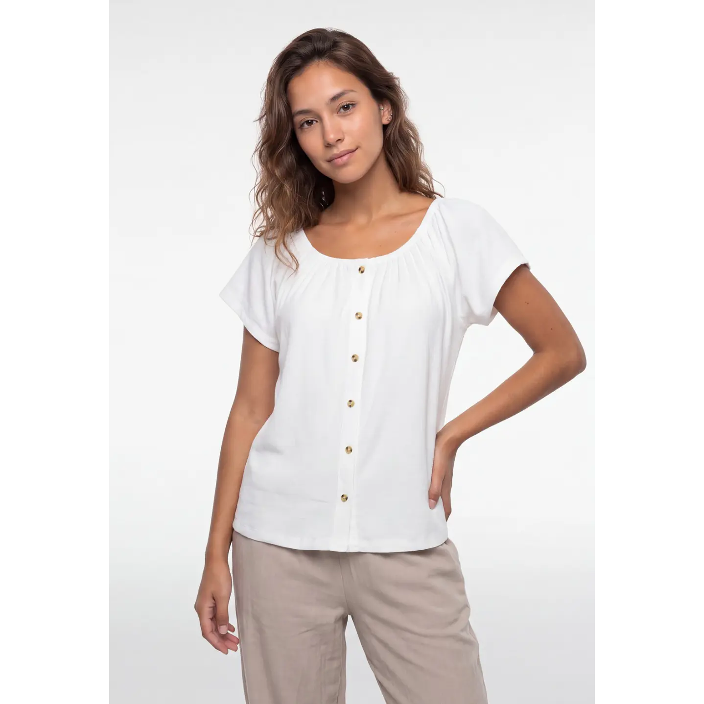 Polera Botones Mujer Crudo 4