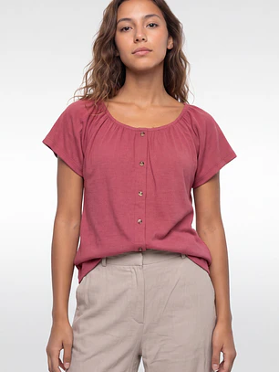 Polera Botones Mujer Rosado