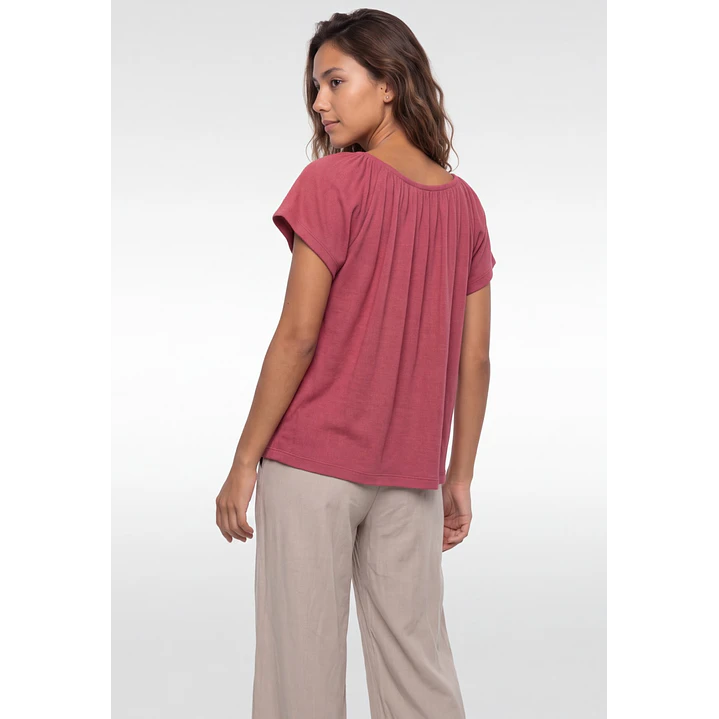 Polera Botones Mujer Rosado 2
