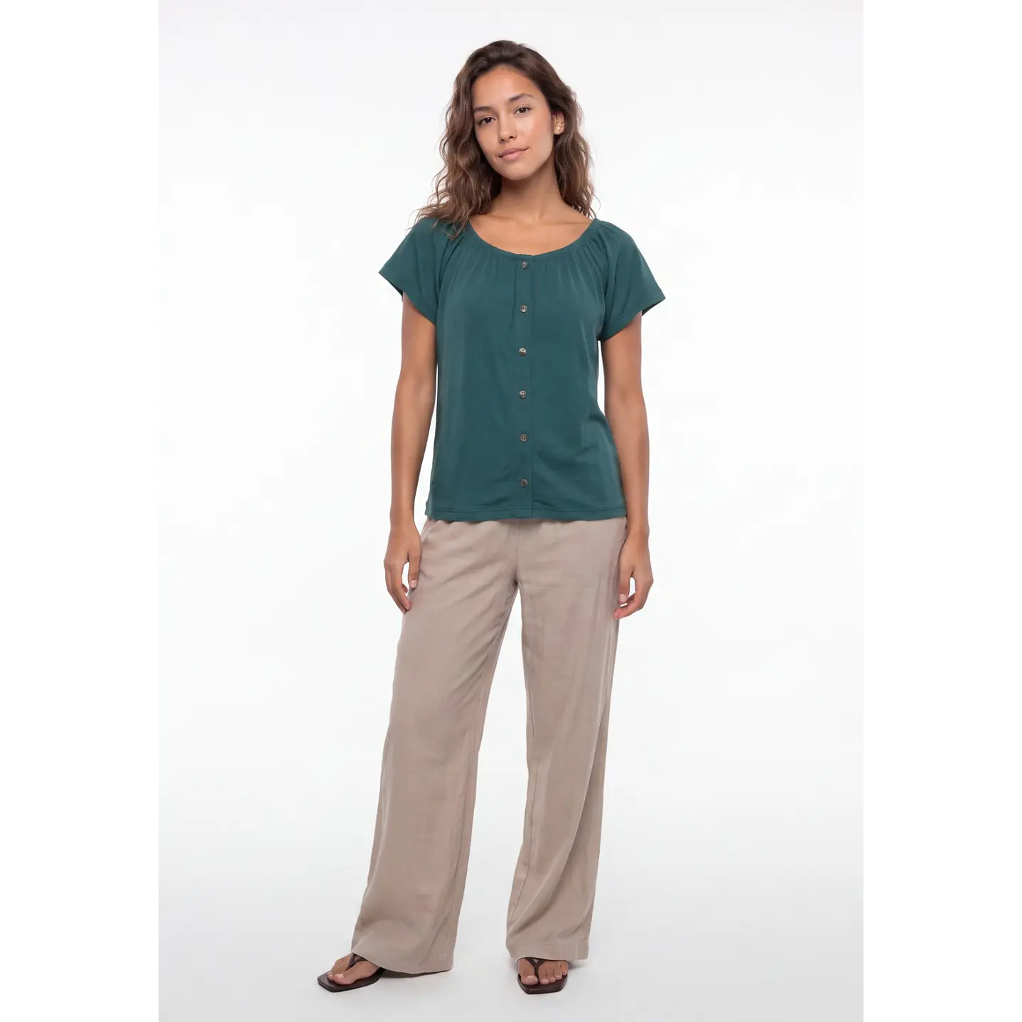 Polera Botones Mujer Verde 1