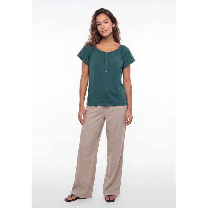 Polera Botones Mujer Verde 1