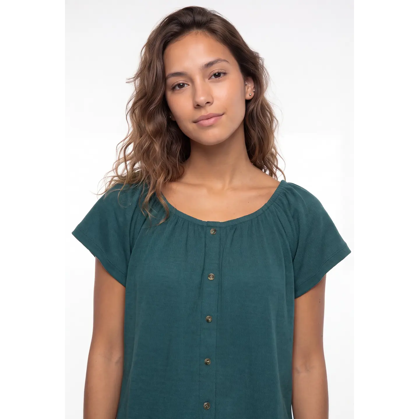 Polera Botones Mujer Verde 4