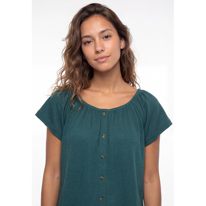 Polera Botones Mujer Verde 4