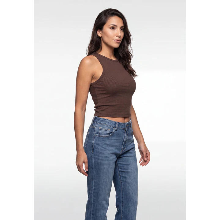 Polera Halter Mujer Café 4