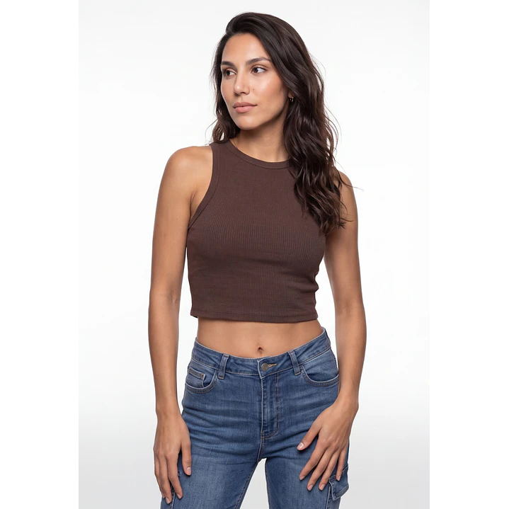 Polera Halter Mujer Café 1