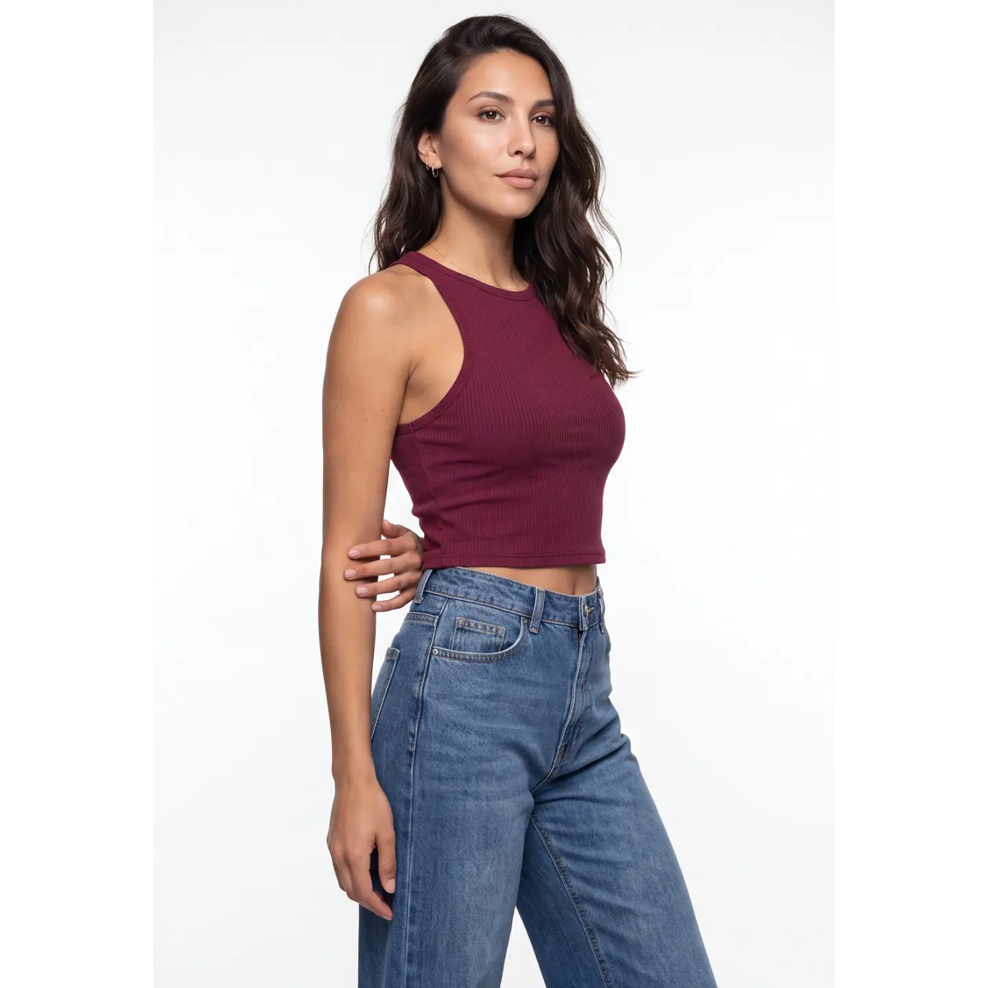 Polera Halter Mujer Burdeo 4