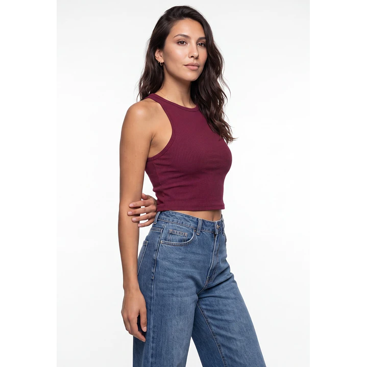 Polera Halter Mujer Burdeo 4