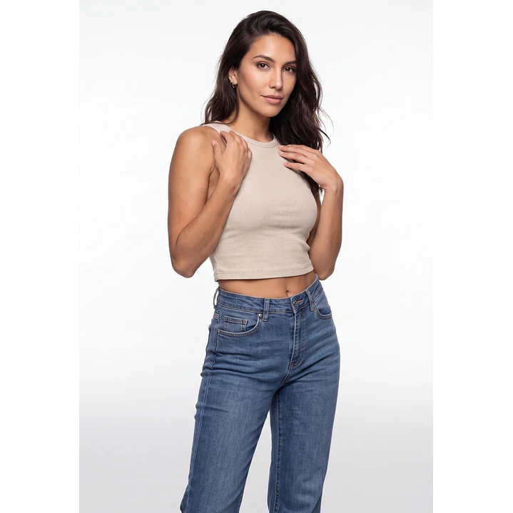 Polera Halter Mujer Beige 1