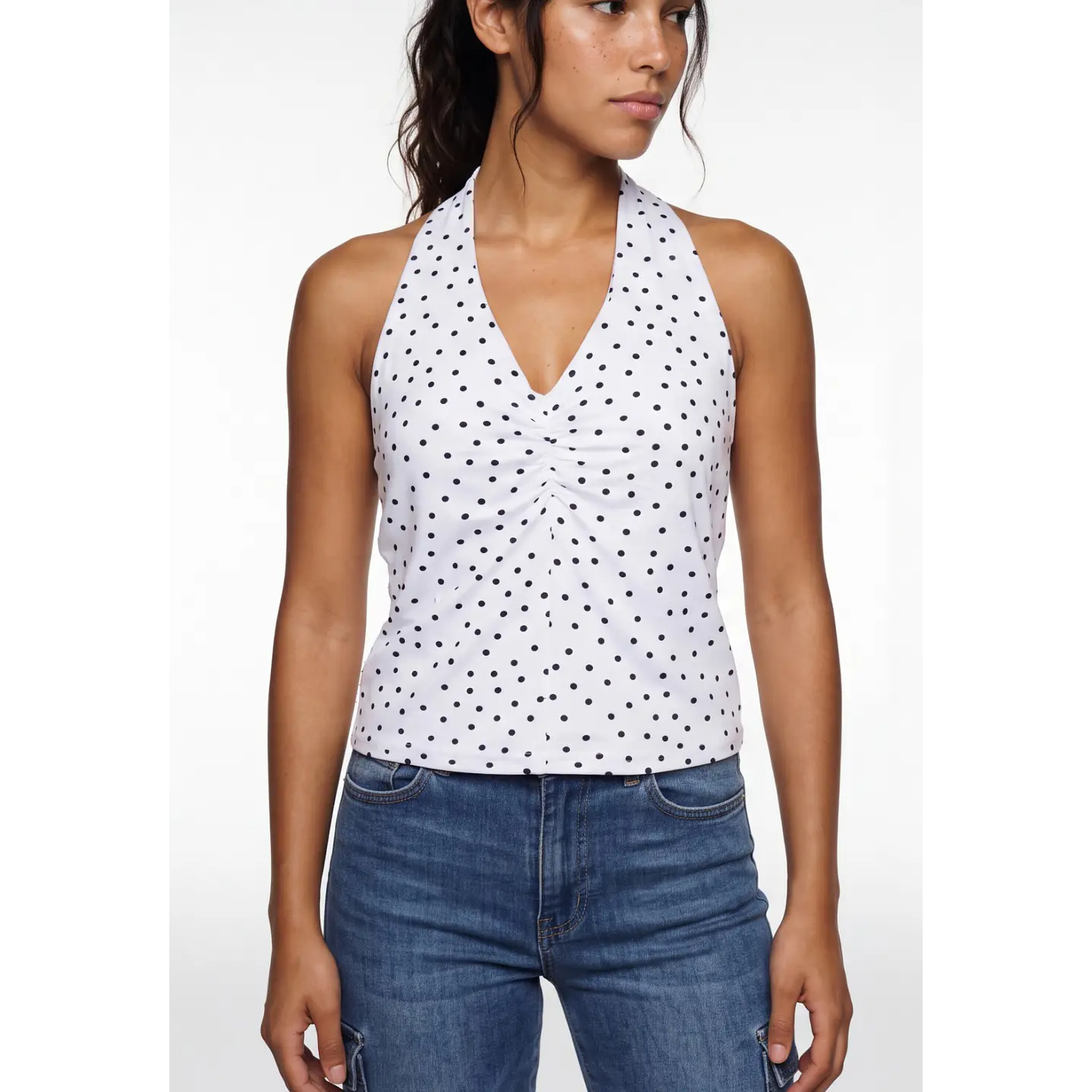 Polera Lunares Mujer Blanco 1