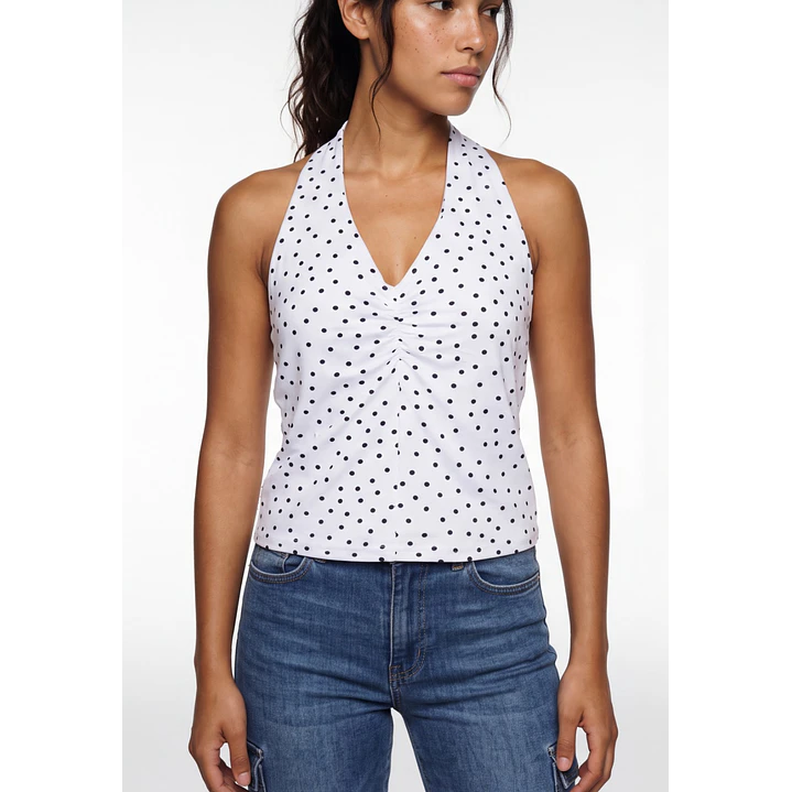 Polera Lunares Mujer Blanco 1