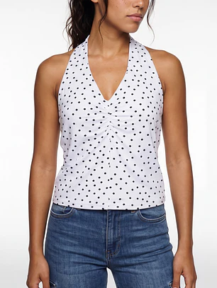 Polera Lunares Mujer Blanco