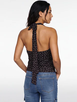 Polera Lunares Mujer Café