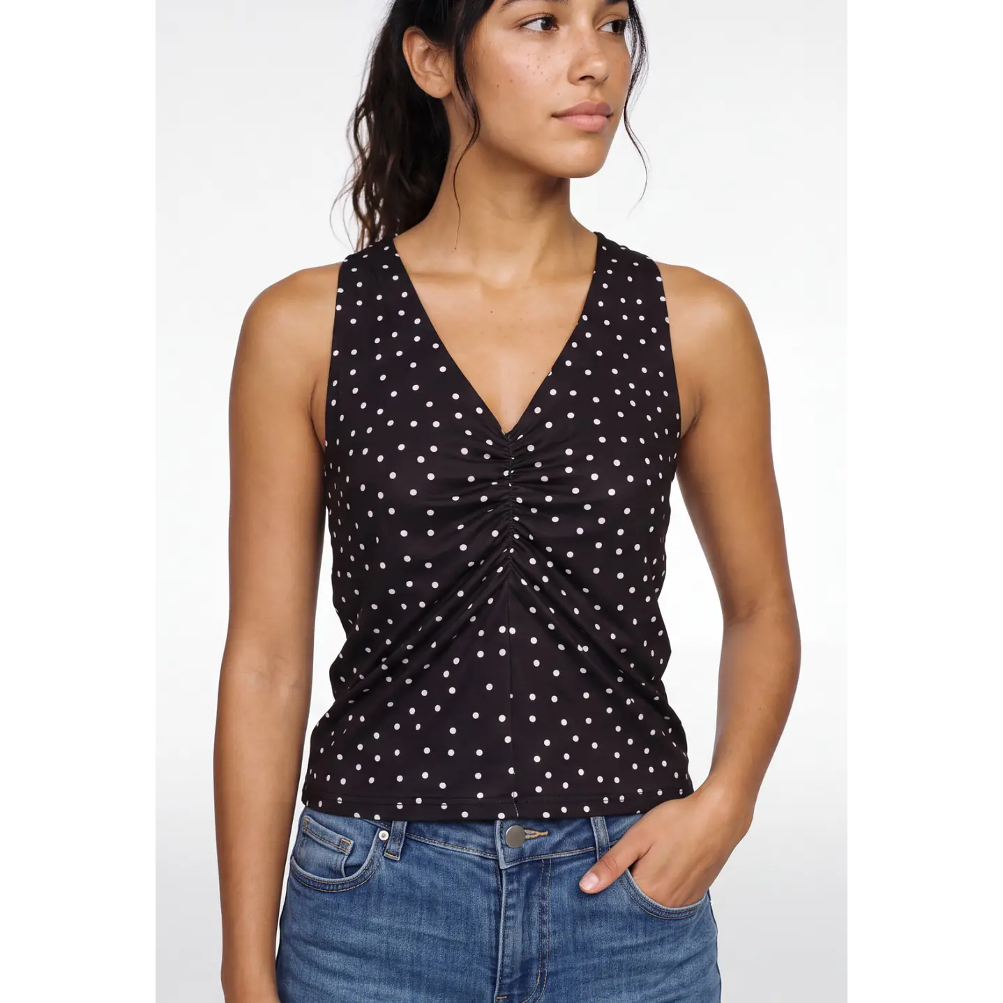 Polera Lunares Mujer Café 1
