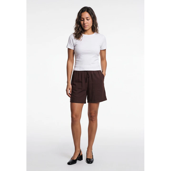 Short Lino Mujer Café 3