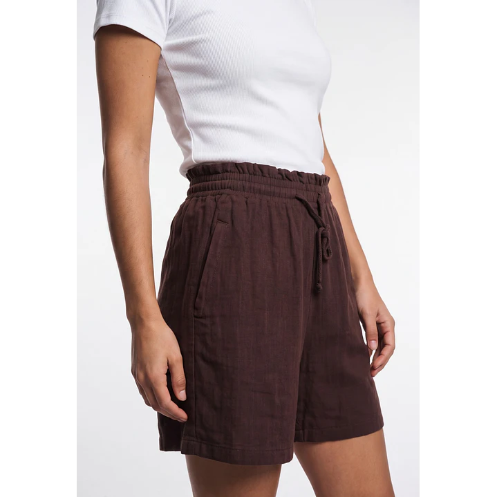 Short Lino Mujer Café 4